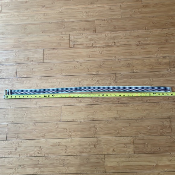 Striped Webbing Belt adjustable metal buckle blue/red/cream canvas belt - Picture 7 of 10